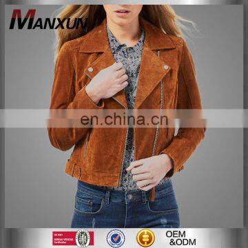 Lady's classic fashion tan suede jacket