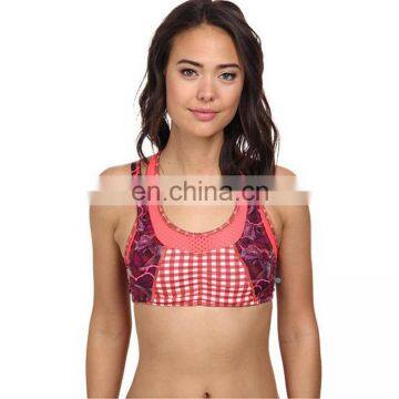 Yihao New Design Custom Plaid Cotton/spandex Dry Fit Womens Sport Wear Tight Fitness Sexy Yoga Bra photo-3