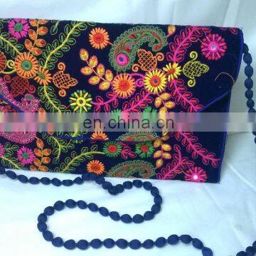 Hot Fancy Floral Embroidered Color Full Traditional Indian Velvet Party Clutch Tribal Ethnic Gypsy Clutch Evening Handbag Pouch