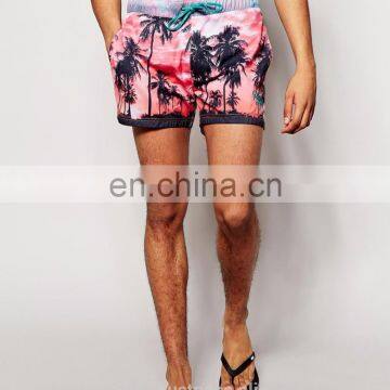swimming shorts - board shorts - Custom man shorts burgundy florist swim trunks print man fashion beach shorts