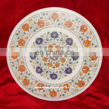 Micro Mosaic White Marble Inlay Pietra Dura Table Top