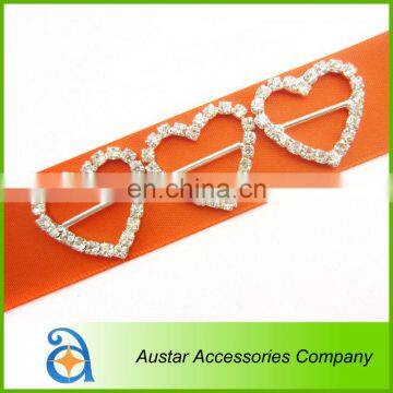 Heart Crystal Rhinestone Buckle Slider For Wedding Ribbon invitation card