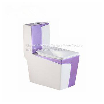 Chinese manufacturer ceramics siphonic one piece luxury square big purple color toilet wc