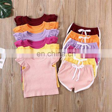 Girls Summer Clothing Sets Short Sleeve Tops Shorts Fashion 2Pcs Kid Girls Outfit Sets Casual Baby Girls Clothes Sets