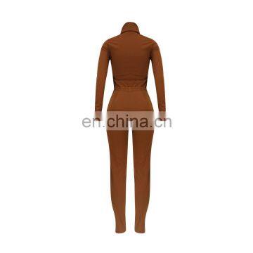 Women Two Piece Set Long Sleeve Shirt Turtleneck Top + Flare Pants Casual Joggers Pants Tracksuits photo-4