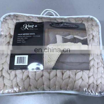 Large Chunky Knit Merino Wool Hand Knit Throw Blanket photo-7