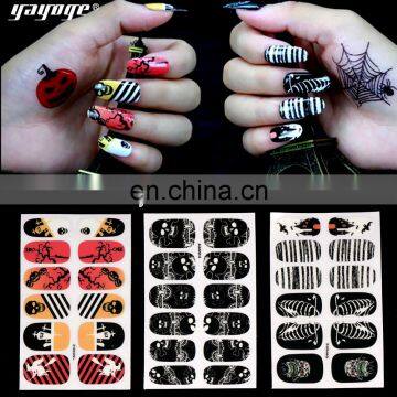 Halloween Design Beauty Nail Art Stickers Adhesive Transfer 3D Skull Pumpkin Spider Water Stickers Private Label photo-3
