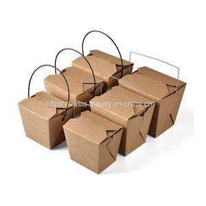 cardboard square noodle wire handle takeaway noodle lunch packaging boxes