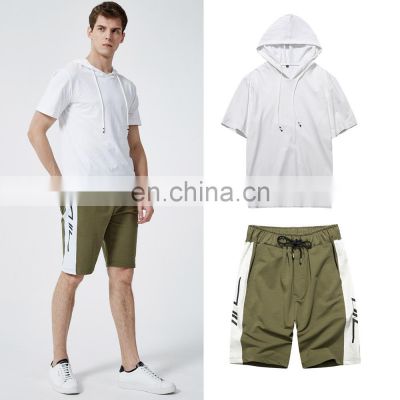 Custom men's summer new style sweater t-shirt short-sleeved hooded + casual shorts men's suit jogging suit