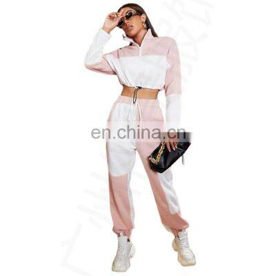 2021 Christmas Fall/Winter Sexy Lapel Loose Two-tone One Shoulder Pants Set Fashionable Hollow Sweater Two-piece Set