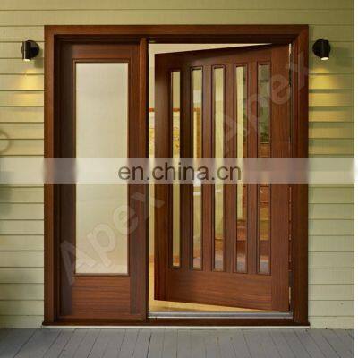 Pre-hung Solid Wood Entrance Double Teak Wooden Entry Doors photo-5