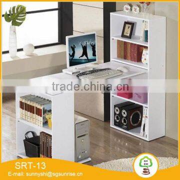 Simple design cheaper price wooden computer table with bookshelf