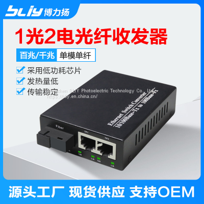 China factory 2 port gigabit Internet fiber optic to rj45 media converter price