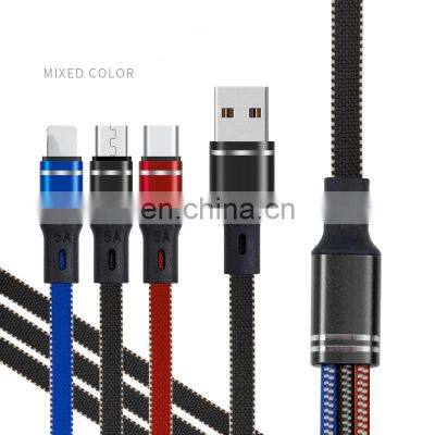 3 In 1 charging cable Type C 5A fast charging cable usb data cable for iphone