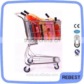 Metal chromrd plate shopping trolley with wheels