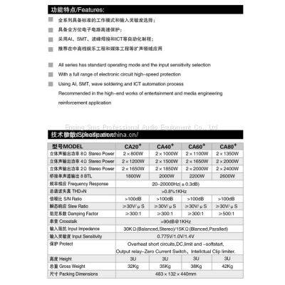 Good Price Power Amplifier ca 20 Power Amp for pa System