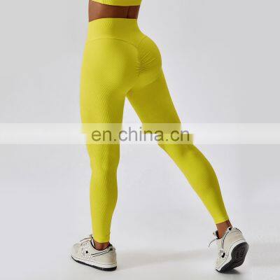 Ribbed High Waisted Yoga Scrunch Butt Leggings Feels Like Skin Fitness Sports Push Up Pants