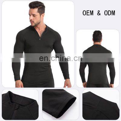 High Strech Quick Dry Long Sleeve Compression T-Shirt Men's Fitness Sport Gym Top 1/4 Zip Sportswear Training Jogging Shirts photo-4