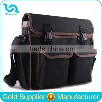 Heavy Duty Polyester Black Electrician Sling Tool Bag With Buckle Closure