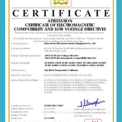 Dry block temperature calibrator CE certificate