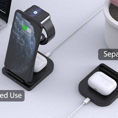 Hot Selling 15W Foldable Wireless Charger Stand Fast Charging Stand 3 in 1 Battery Charger Station Type C Portable Charger photo-4