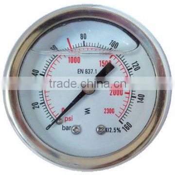 YN50ZC-160B Shock Proof Pressure Gauge With Crimped bezel , Back Coonction