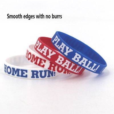 Factory Price Baseball Inspired Baseball Enthusiast Silicone Wristband Sport Athlete Waterproof Smoothly Print Bracelet photo-5
