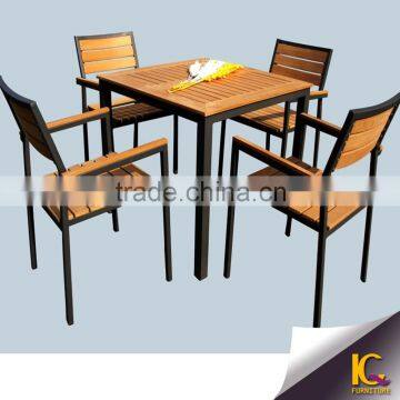 Gold supplier creative outdoor 4 seaters wicker elegent wpc dining table chairs                        
                                                Quality Choice