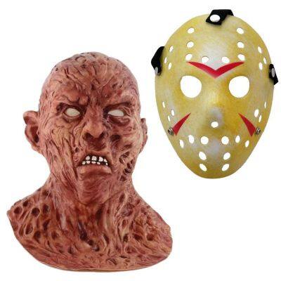Freddy Vs Jason Mask Halloween Horror Movie Theme Party Cosplay Props Hockey Latex Overhead Face Masks