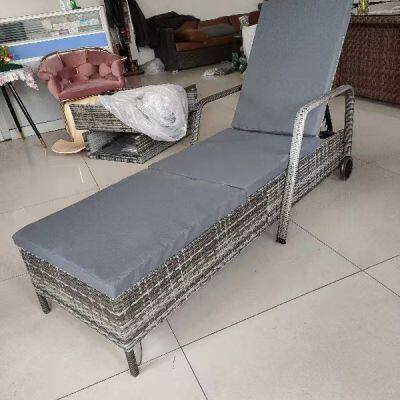Modern Rattan Sun Lounger Swimming Poolside PE Rattan Lounger Chair With Waterproof Cushion photo-1