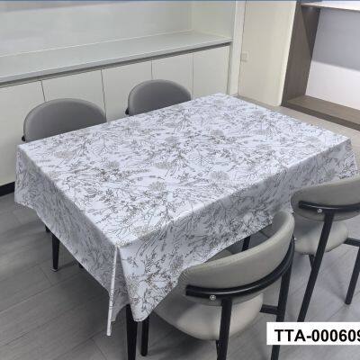 Elegant Lily Birds Pattern PVC Tablecloth, Waterproof, Oil‑proof, Easy Clean, Perfect for Daily Dining and Home Decor photo-4