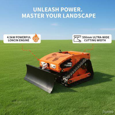 Vigorun Industrial 4-Stroke Single Cylinder Remote Control Crawler Lawn Cutting Machine With Snow Plow 224cc Engine