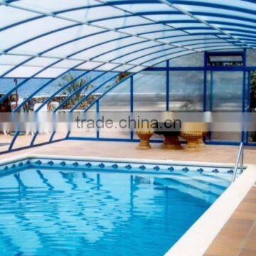 Tilted Aluminium Swimming Pool Cover and Enclosure