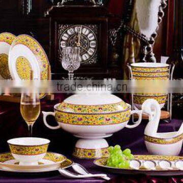 56 pcs gold china porcelain dinner sets