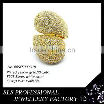 SLS Jewelry Different Design Ring Jewelry in 925 Silver Yellow Gold Plated White Zircon Rings for Ladies photo-3