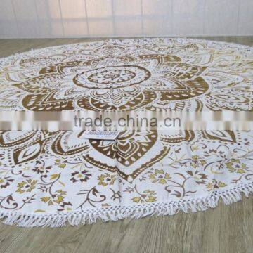 Ombre Mandala Round Beach Towel Fringes Custom Large Towels Wholesale