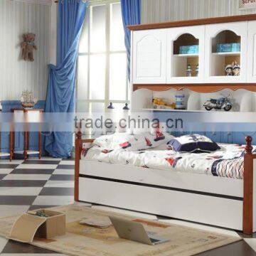 kids furniture single bed with bedroom wardrobe designs(SZ-BT901)