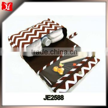 Brown chevron diaper clutch with clear zipper pouch, baby boy nappy bag