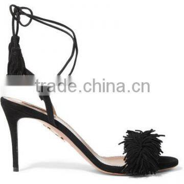 Made in China Footwear High Heel Sandals 2016 Comfortable Suede Fashion Women High Heel Peep Toe Tassel Sandals photo-2