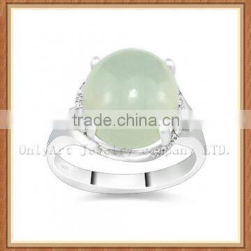 elegant natural white jade 925 sterling silver ring