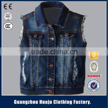 Hot Sell High Quality Fashion Young Men Casual Waistcoats Denim Vest For Men photo-3