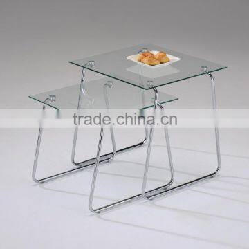 Modern Coffee table set/ Iron Glass two coffee tables