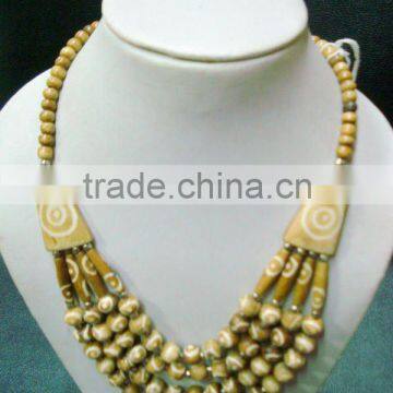 Multi strand bone beads necklace