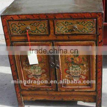 Chinese antique furniture pine wood Mongolia Two Drawer Two Door cabinet