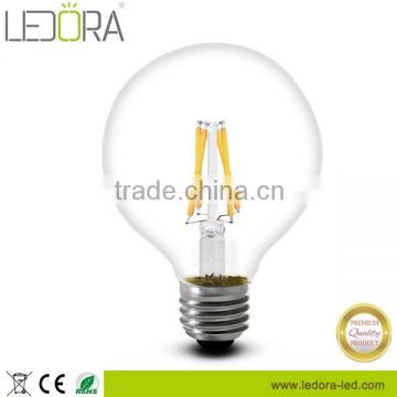 2015 Hot sale 6w 360 degree dimmable g80 filament led bulb e27