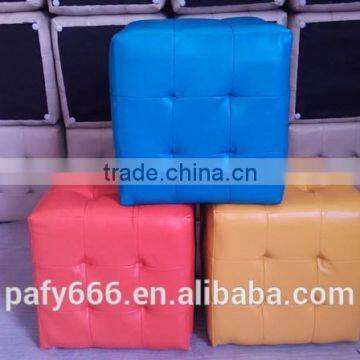 PU leather square ottoman without buttons PU pouf