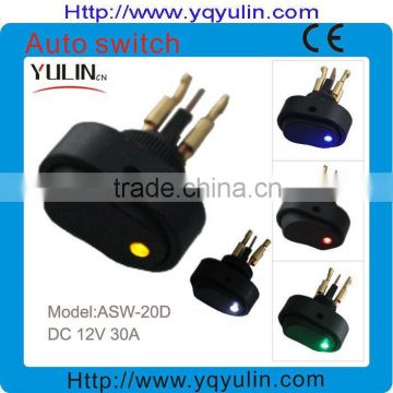 china feature 12mm 12VDC 30A yellow led auto combination switch