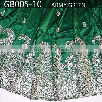 Embroidery raw silk george dresses for women of GB005-10 Army green