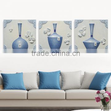 3d Oil Painting On Canvas with three art bottles home decor resin relief painting