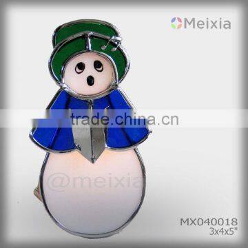 MX040018 tiffany style holiday gift stained glass snowman candle holder christmas decoration piece